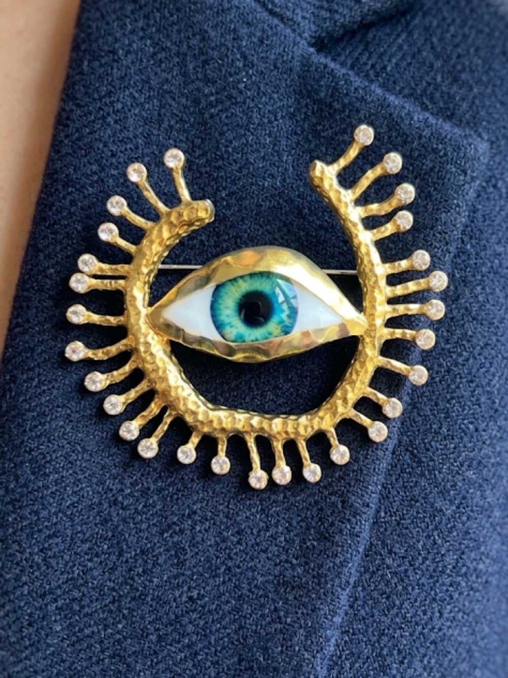 Large Evil Eye Brooch Statement Round Gold Brooch New
